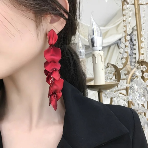 🎉RESTOCKED🎉SEXY RED DROP EARRINGS 925 POST - Picture 4 of 7